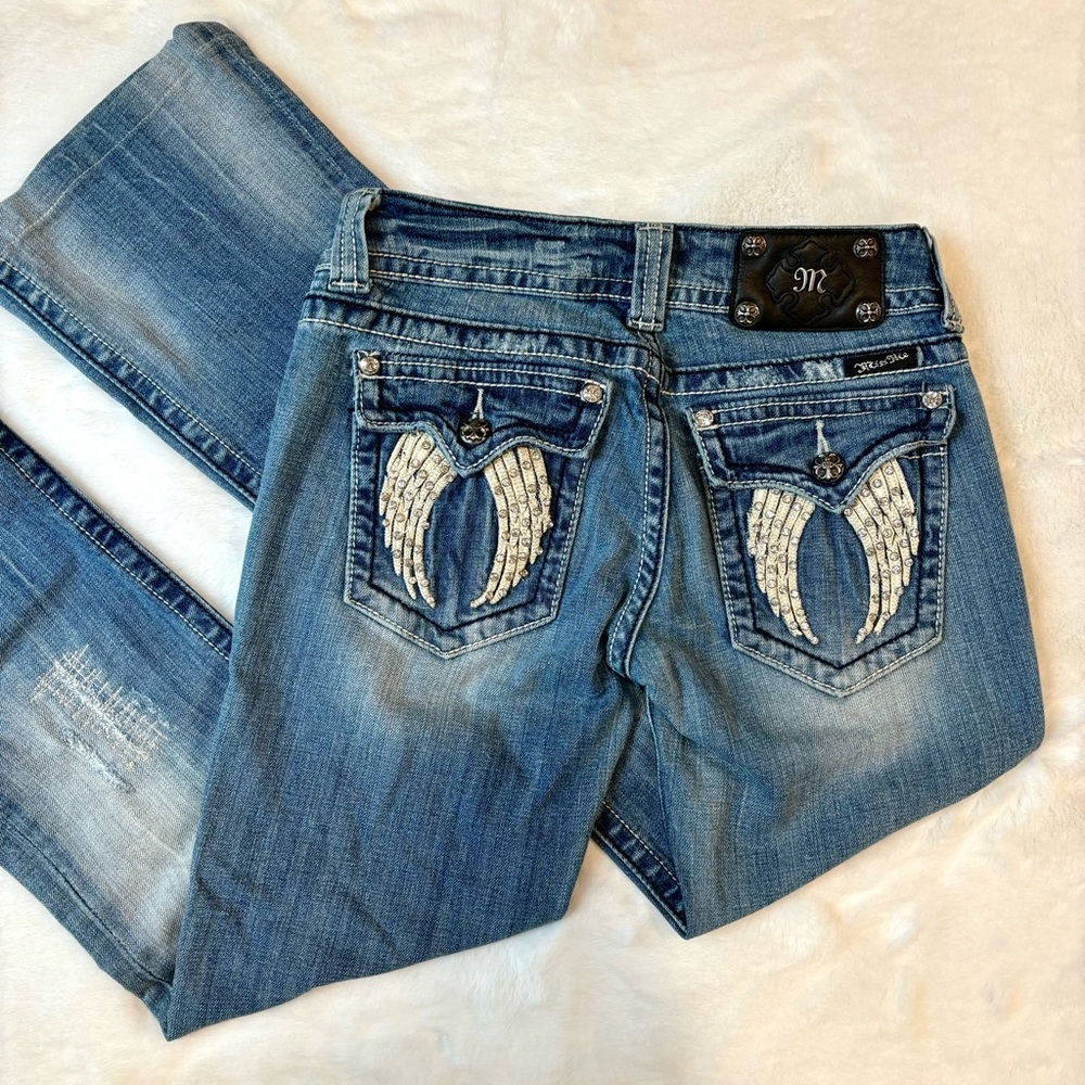 Miss Me Fallen Angel Bootcut Jeans Size 27 Flap Pocket Denim